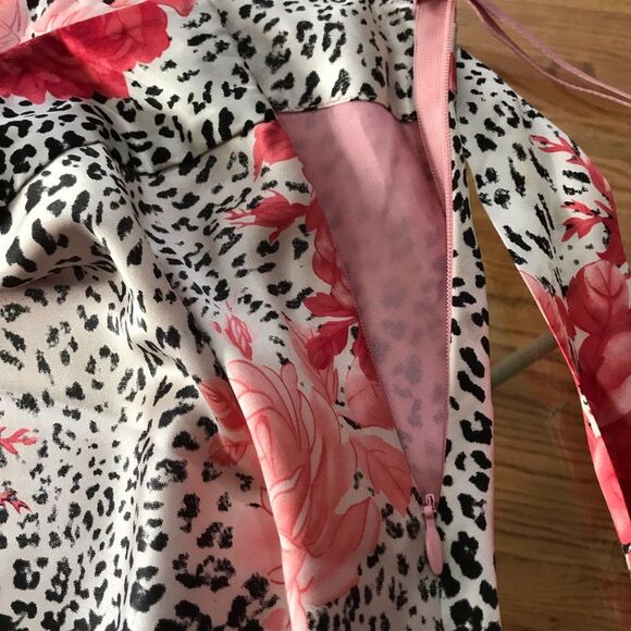Vintage 100% Silk Rose Animal Print Spring Summer Skirt Sz 6 - Picture 8 of 10